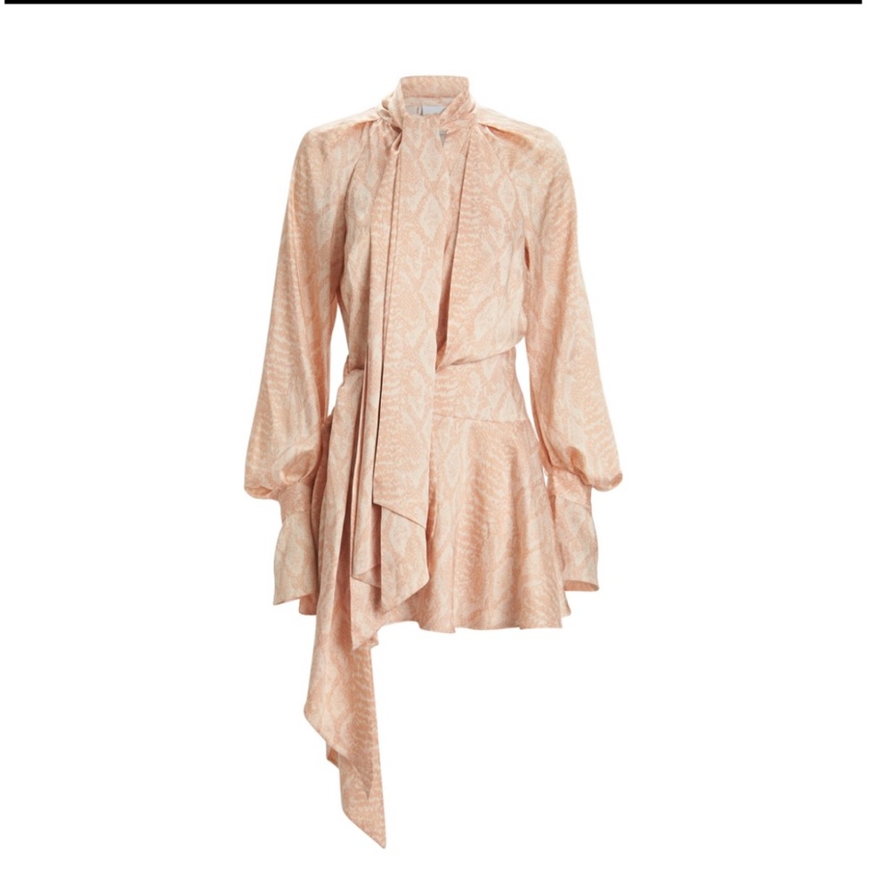 Acler Long-Sleeve Peach Jacquard Mini Dress